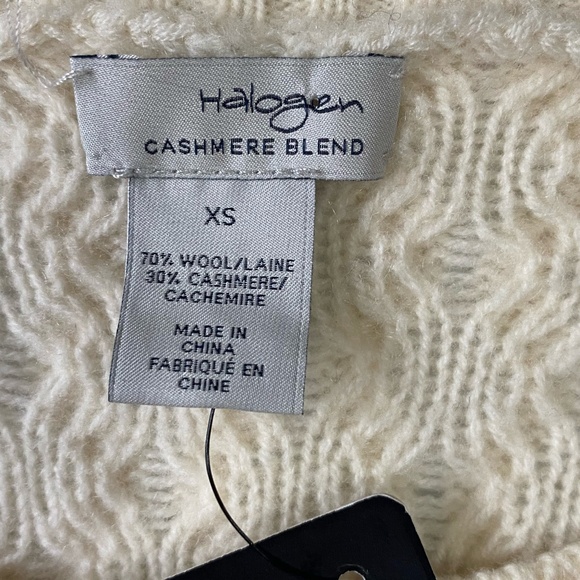 Halogen Wool Cashmere Ivory Cloud Cable Knit Sweater. Sz- XS - Picture 12 of 16